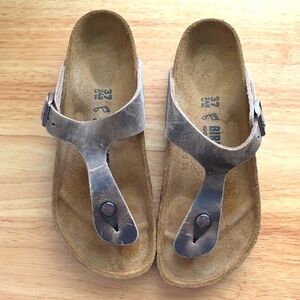 Birkenstock Distressed Leather Sandals Gizeh Size 37